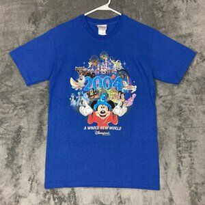 Vintage 2004 Disneyland Resort T-Shirt Mens Size Small Blue Mickey Graphic Y2K